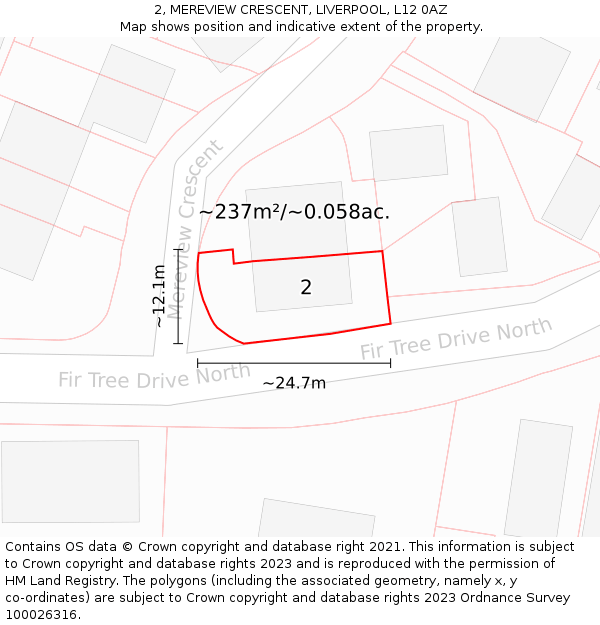 2, MEREVIEW CRESCENT, LIVERPOOL, L12 0AZ: Plot and title map