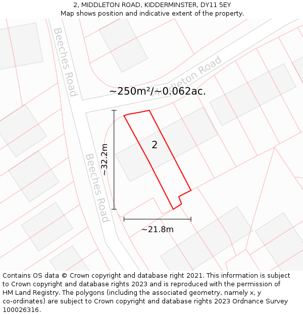 2, MIDDLETON ROAD, KIDDERMINSTER, DY11 5EY: Plot and title map