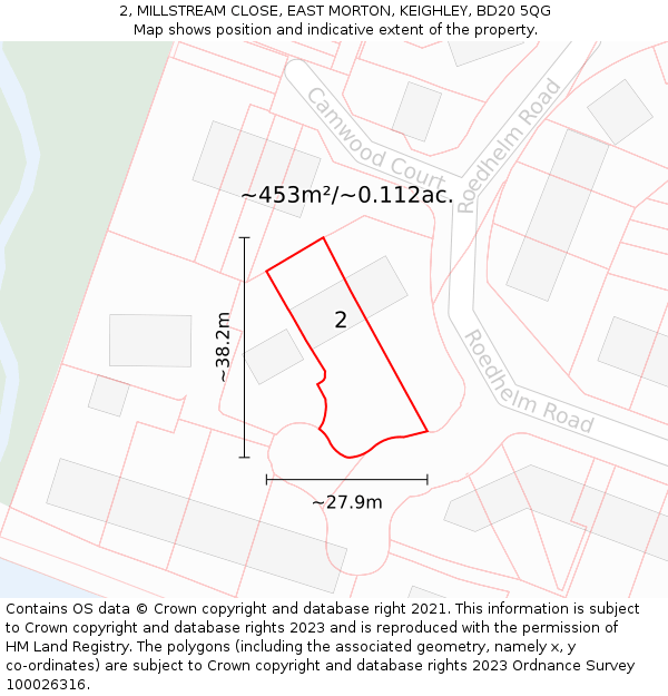 2, MILLSTREAM CLOSE, EAST MORTON, KEIGHLEY, BD20 5QG: Plot and title map