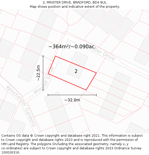 2, MINSTER DRIVE, BRADFORD, BD4 8UL: Plot and title map
