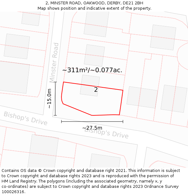 2, MINSTER ROAD, OAKWOOD, DERBY, DE21 2BH: Plot and title map