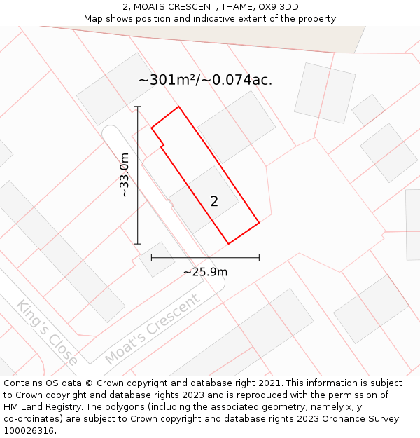 2, MOATS CRESCENT, THAME, OX9 3DD: Plot and title map