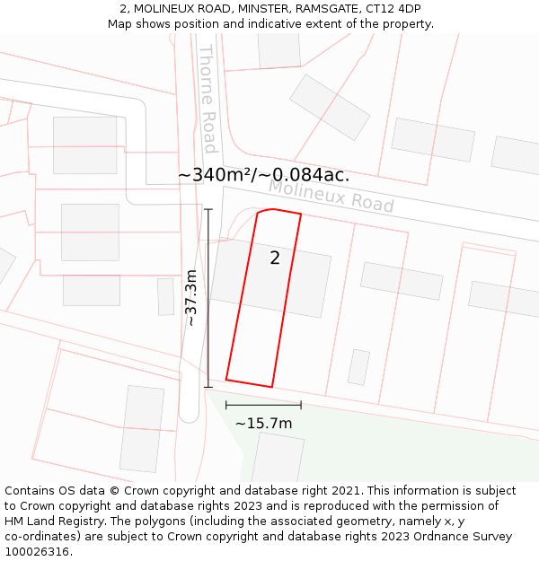 2, MOLINEUX ROAD, MINSTER, RAMSGATE, CT12 4DP: Plot and title map