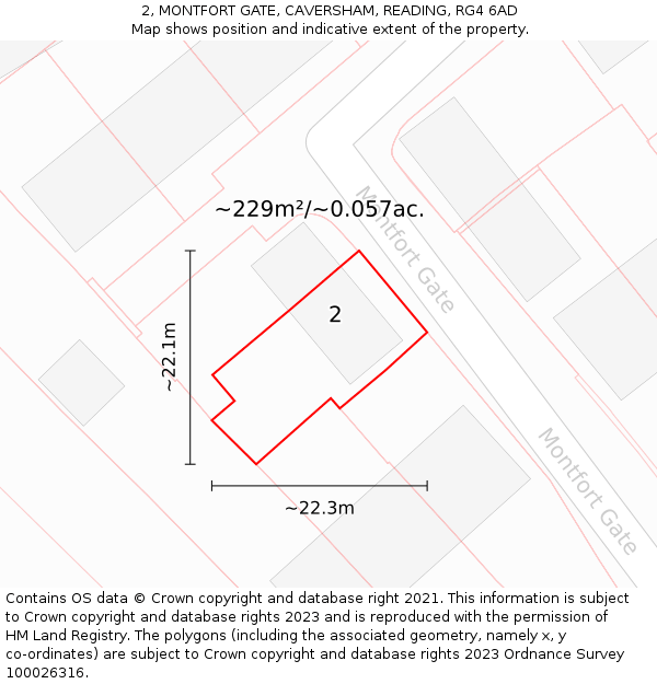 2, MONTFORT GATE, CAVERSHAM, READING, RG4 6AD: Plot and title map