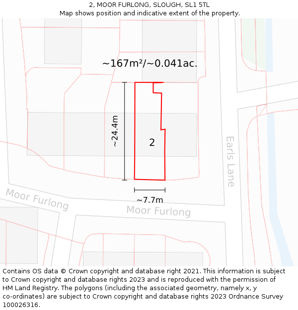 2, MOOR FURLONG, SLOUGH, SL1 5TL: Plot and title map