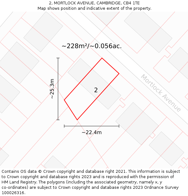 2, MORTLOCK AVENUE, CAMBRIDGE, CB4 1TE: Plot and title map