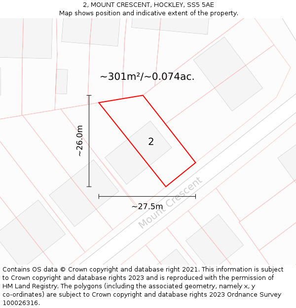2, MOUNT CRESCENT, HOCKLEY, SS5 5AE: Plot and title map
