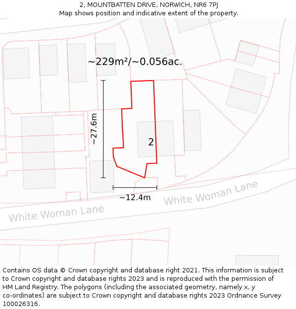 2, MOUNTBATTEN DRIVE, NORWICH, NR6 7PJ: Plot and title map