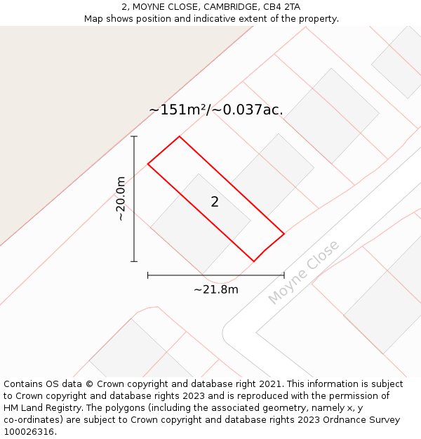 2, MOYNE CLOSE, CAMBRIDGE, CB4 2TA: Plot and title map