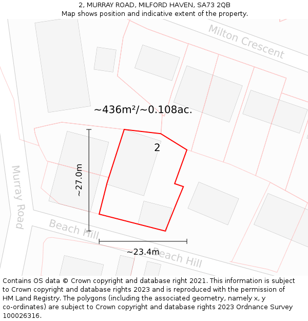 2, MURRAY ROAD, MILFORD HAVEN, SA73 2QB: Plot and title map