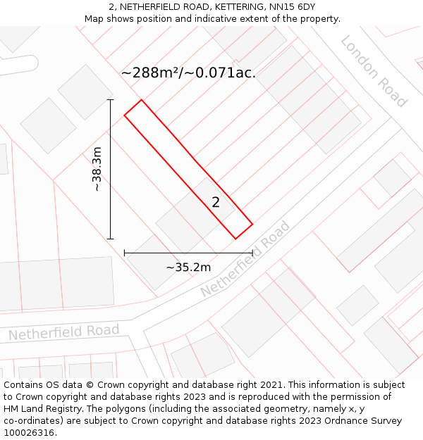 2, NETHERFIELD ROAD, KETTERING, NN15 6DY: Plot and title map