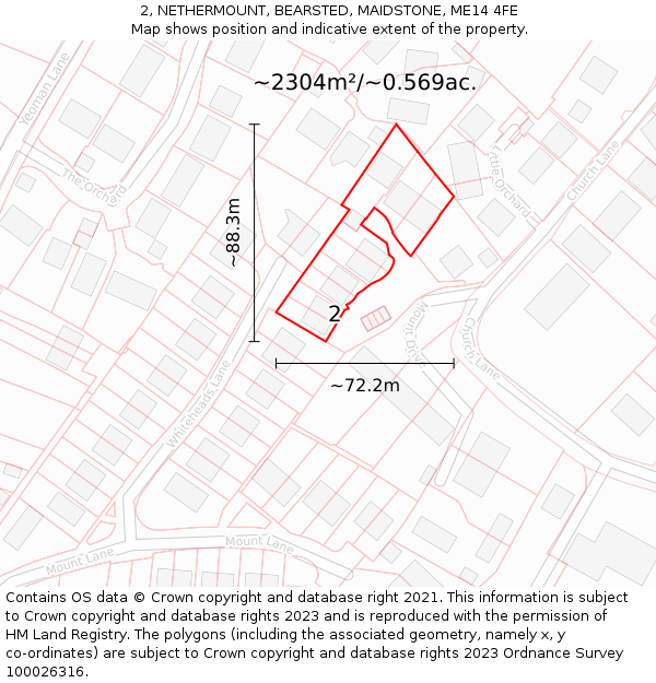 2, NETHERMOUNT, BEARSTED, MAIDSTONE, ME14 4FE: Plot and title map