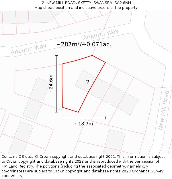 2, NEW MILL ROAD, SKETTY, SWANSEA, SA2 8NH: Plot and title map