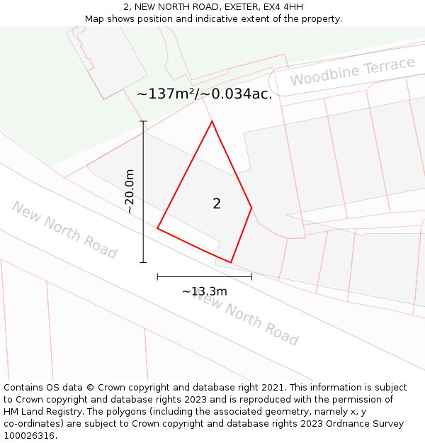 2, NEW NORTH ROAD, EXETER, EX4 4HH: Plot and title map