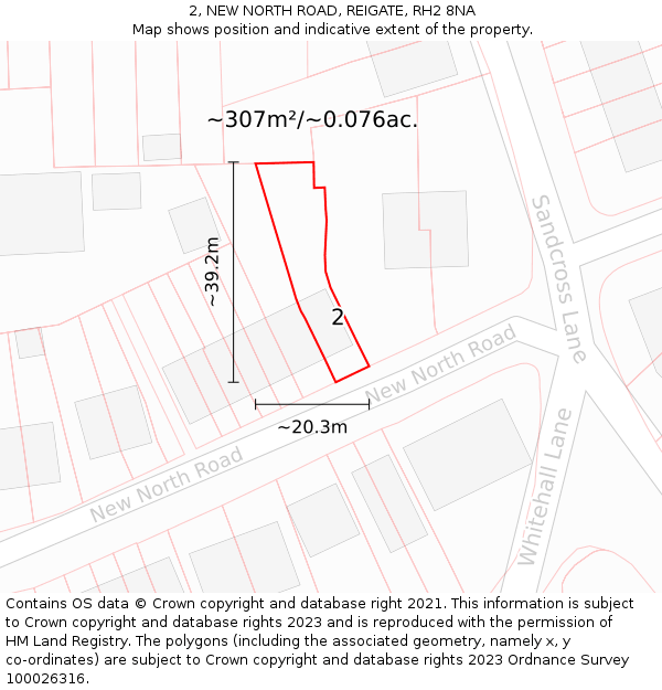 2, NEW NORTH ROAD, REIGATE, RH2 8NA: Plot and title map