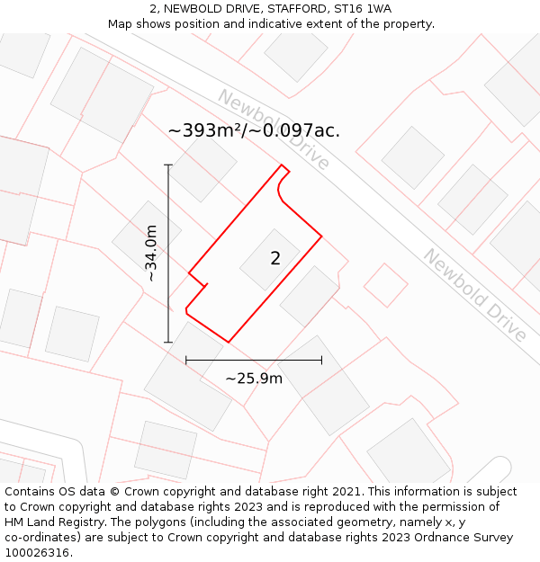 2, NEWBOLD DRIVE, STAFFORD, ST16 1WA: Plot and title map
