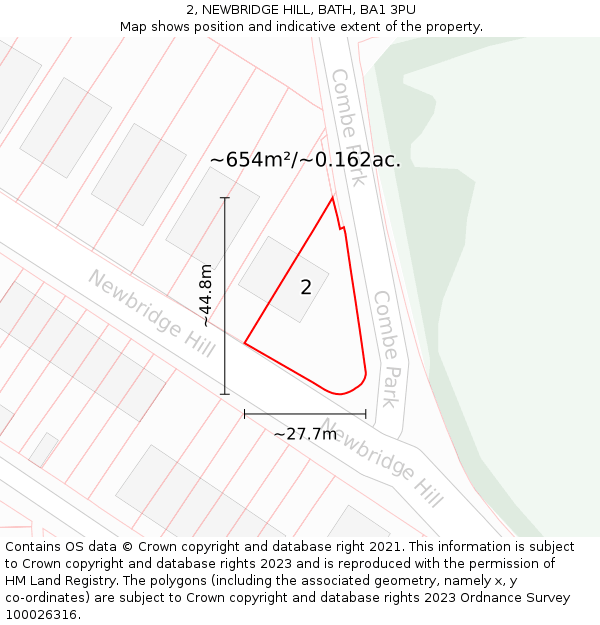2, NEWBRIDGE HILL, BATH, BA1 3PU: Plot and title map