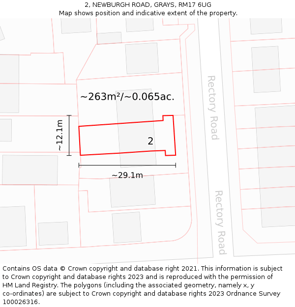 2, NEWBURGH ROAD, GRAYS, RM17 6UG: Plot and title map