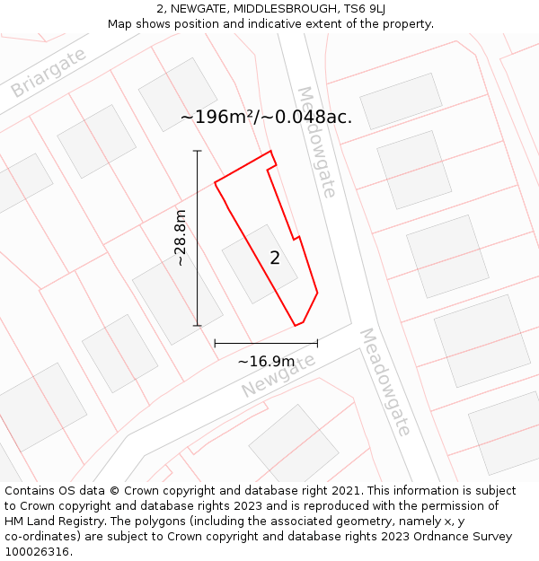 2, NEWGATE, MIDDLESBROUGH, TS6 9LJ: Plot and title map