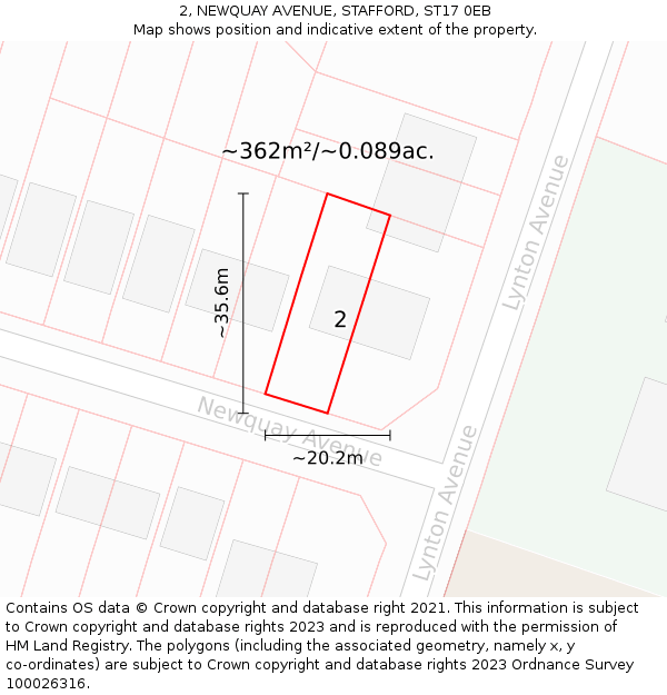 2, NEWQUAY AVENUE, STAFFORD, ST17 0EB: Plot and title map