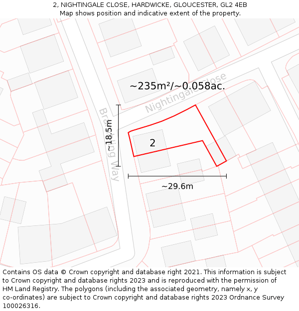 2, NIGHTINGALE CLOSE, HARDWICKE, GLOUCESTER, GL2 4EB: Plot and title map