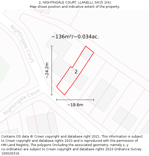 2, NIGHTINGALE COURT, LLANELLI, SA15 1HU: Plot and title map