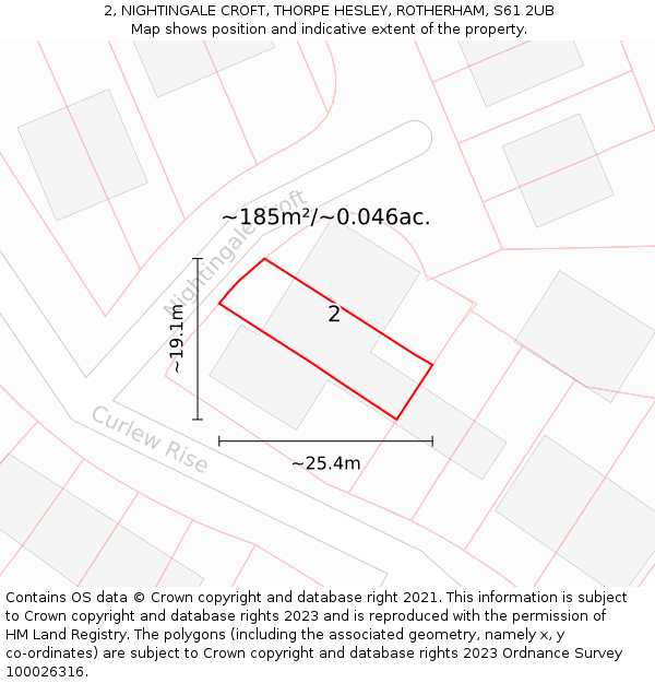 2, NIGHTINGALE CROFT, THORPE HESLEY, ROTHERHAM, S61 2UB: Plot and title map