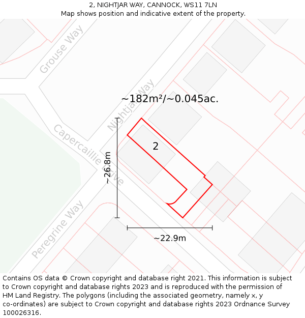 2, NIGHTJAR WAY, CANNOCK, WS11 7LN: Plot and title map