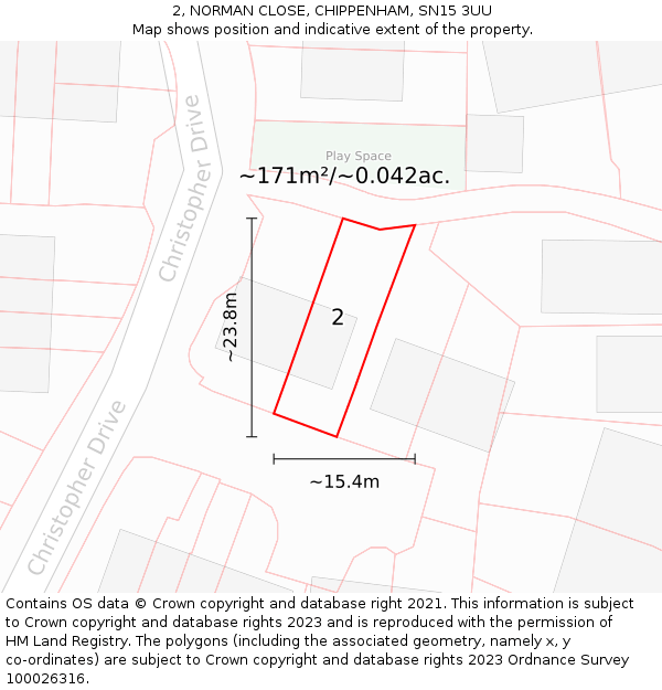 2, NORMAN CLOSE, CHIPPENHAM, SN15 3UU: Plot and title map