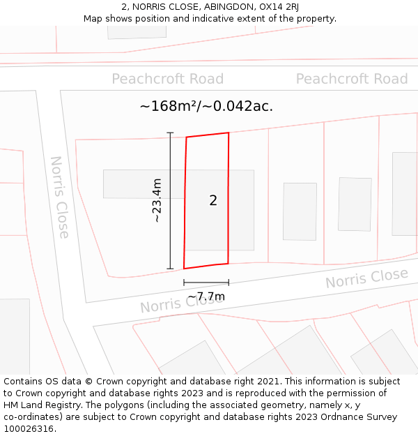 2, NORRIS CLOSE, ABINGDON, OX14 2RJ: Plot and title map