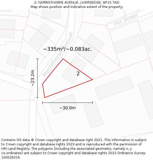 2, NORRISTHORPE AVENUE, LIVERSEDGE, WF15 7AD: Plot and title map