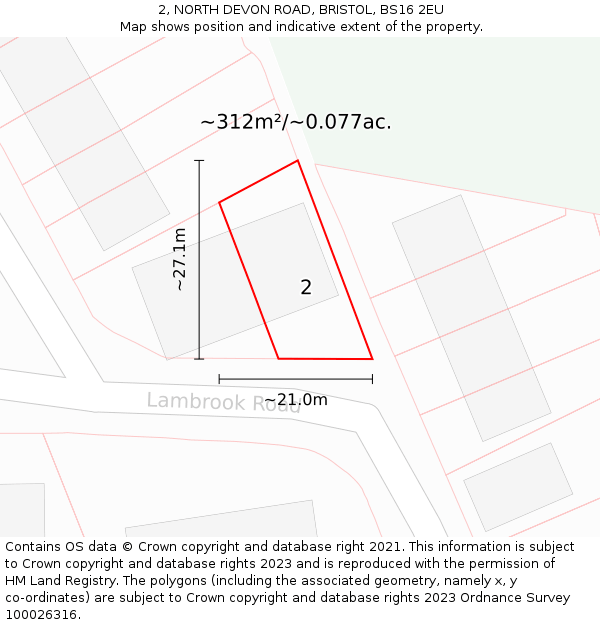 2, NORTH DEVON ROAD, BRISTOL, BS16 2EU: Plot and title map