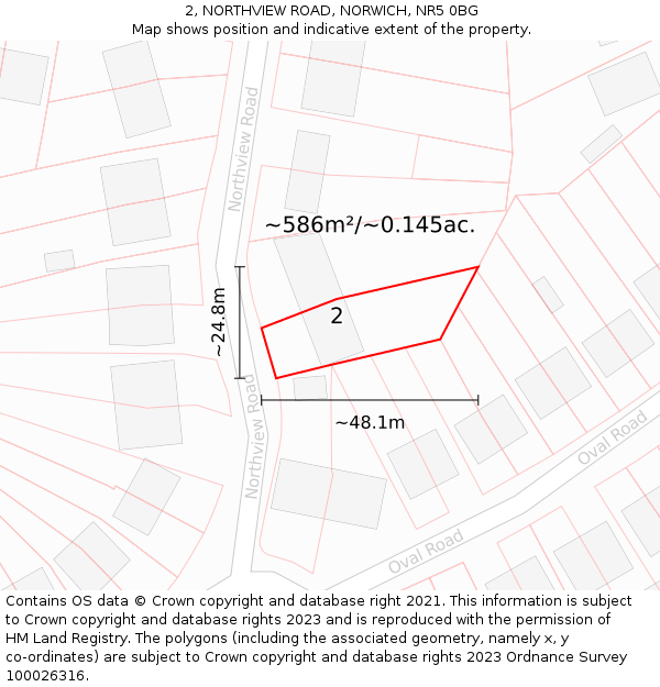 2, NORTHVIEW ROAD, NORWICH, NR5 0BG: Plot and title map