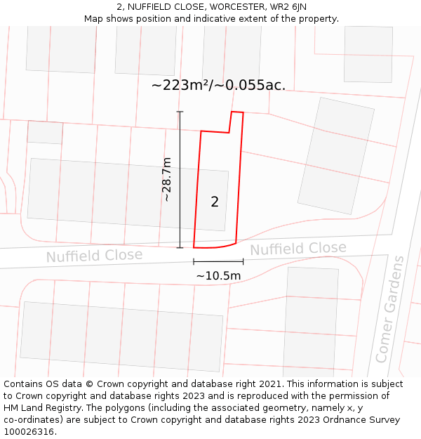 2, NUFFIELD CLOSE, WORCESTER, WR2 6JN: Plot and title map