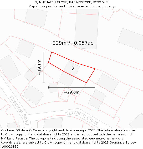 2, NUTHATCH CLOSE, BASINGSTOKE, RG22 5US: Plot and title map