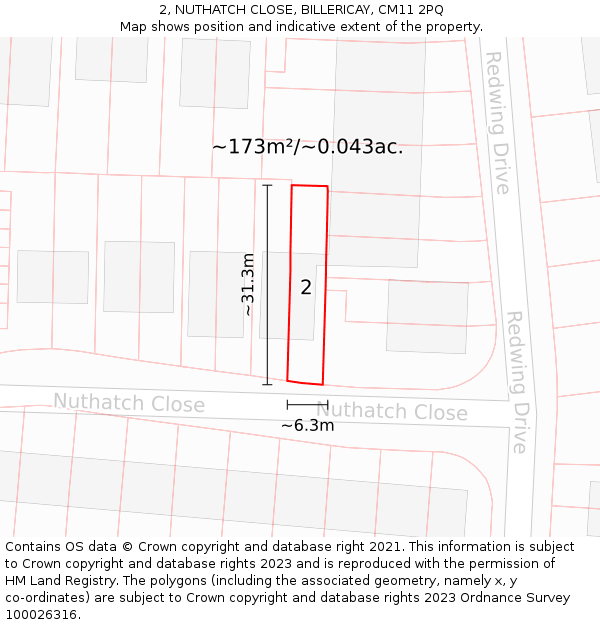 2, NUTHATCH CLOSE, BILLERICAY, CM11 2PQ: Plot and title map