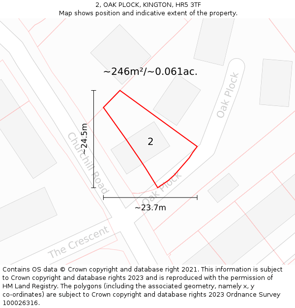 2, OAK PLOCK, KINGTON, HR5 3TF: Plot and title map