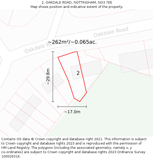 2, OAKDALE ROAD, NOTTINGHAM, NG3 7EE: Plot and title map