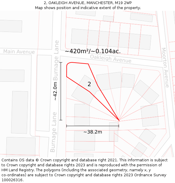 2, OAKLEIGH AVENUE, MANCHESTER, M19 2WP: Plot and title map