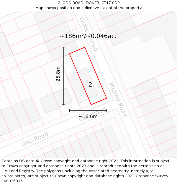 2, ODO ROAD, DOVER, CT17 0DP: Plot and title map