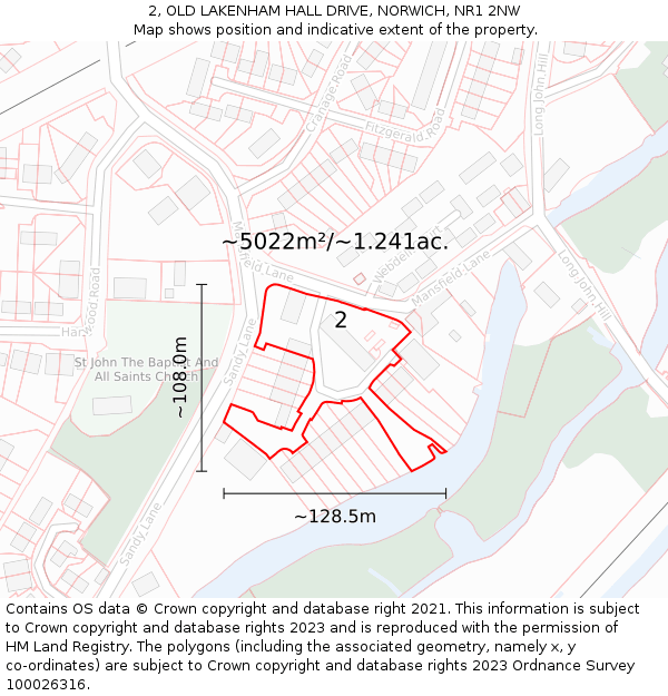 2, OLD LAKENHAM HALL DRIVE, NORWICH, NR1 2NW: Plot and title map