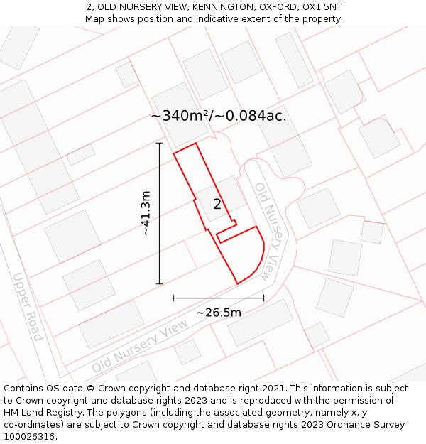 2, OLD NURSERY VIEW, KENNINGTON, OXFORD, OX1 5NT: Plot and title map