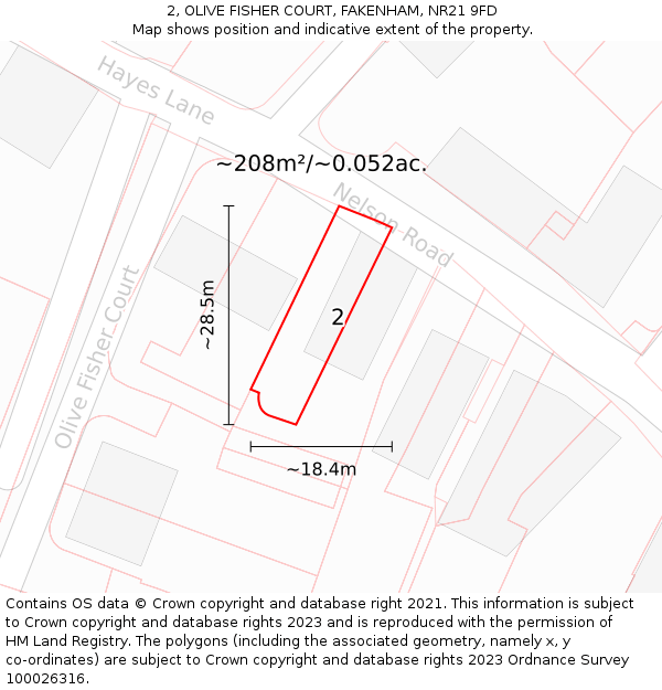 2, OLIVE FISHER COURT, FAKENHAM, NR21 9FD: Plot and title map