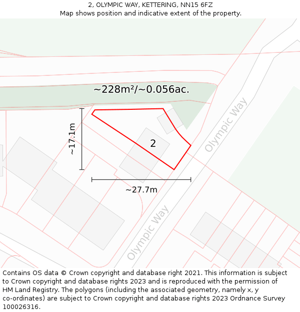 2, OLYMPIC WAY, KETTERING, NN15 6FZ: Plot and title map