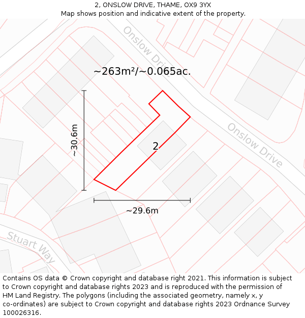 2, ONSLOW DRIVE, THAME, OX9 3YX: Plot and title map