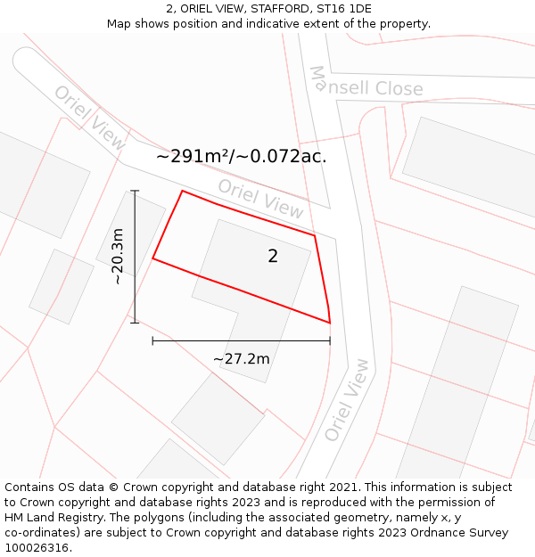 2, ORIEL VIEW, STAFFORD, ST16 1DE: Plot and title map