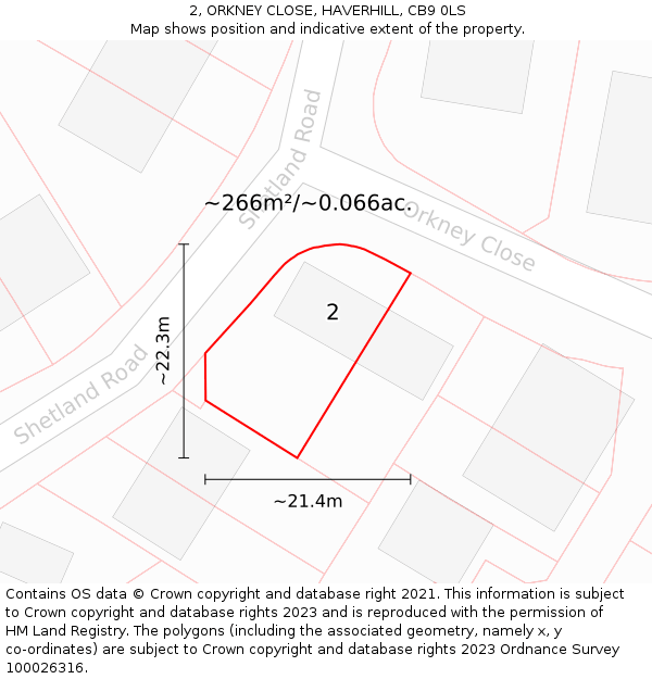 2, ORKNEY CLOSE, HAVERHILL, CB9 0LS: Plot and title map