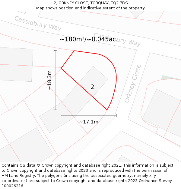 2, ORKNEY CLOSE, TORQUAY, TQ2 7DS: Plot and title map