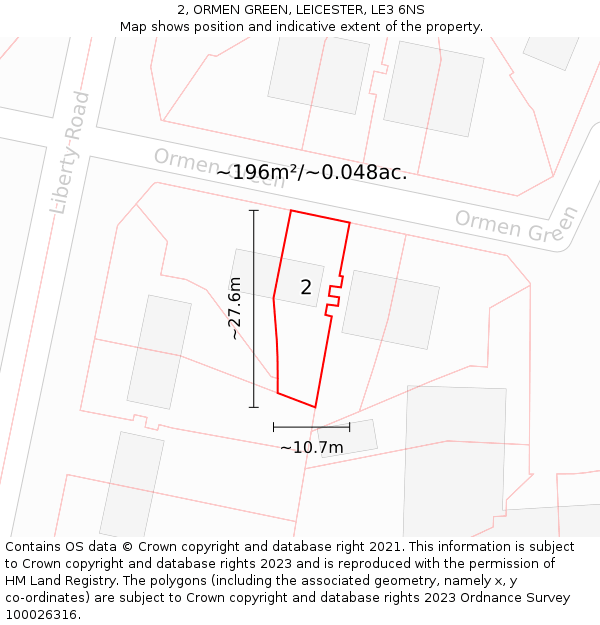 2, ORMEN GREEN, LEICESTER, LE3 6NS: Plot and title map