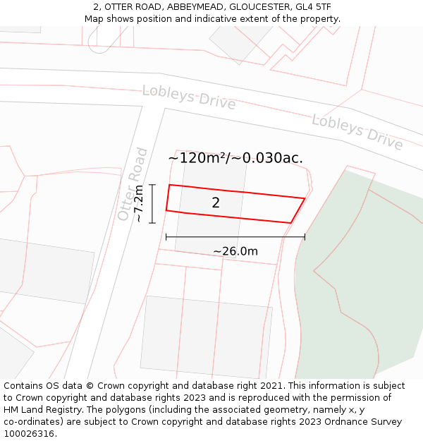 2, OTTER ROAD, ABBEYMEAD, GLOUCESTER, GL4 5TF: Plot and title map